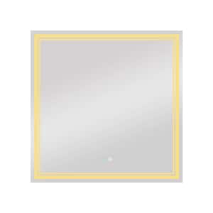 36 in. W x 36 in. H Square Framed Anti-Fog LED Dimmable Wall Bathroom Vanity Mirror in Natural White
