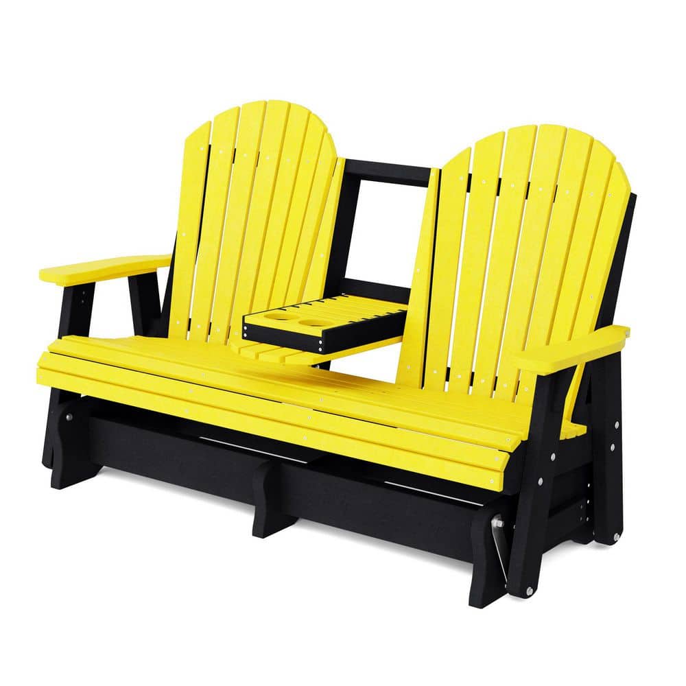 Heritage 2-Person Lemon Yellow and Black HDPE Plastic Outdoor 5 ft. Glider with Console price history on PriceWatchPro