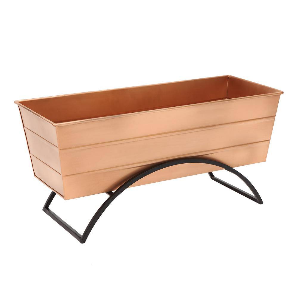 Medium Copper and Black Steel Outdoor Planter Box with Stand