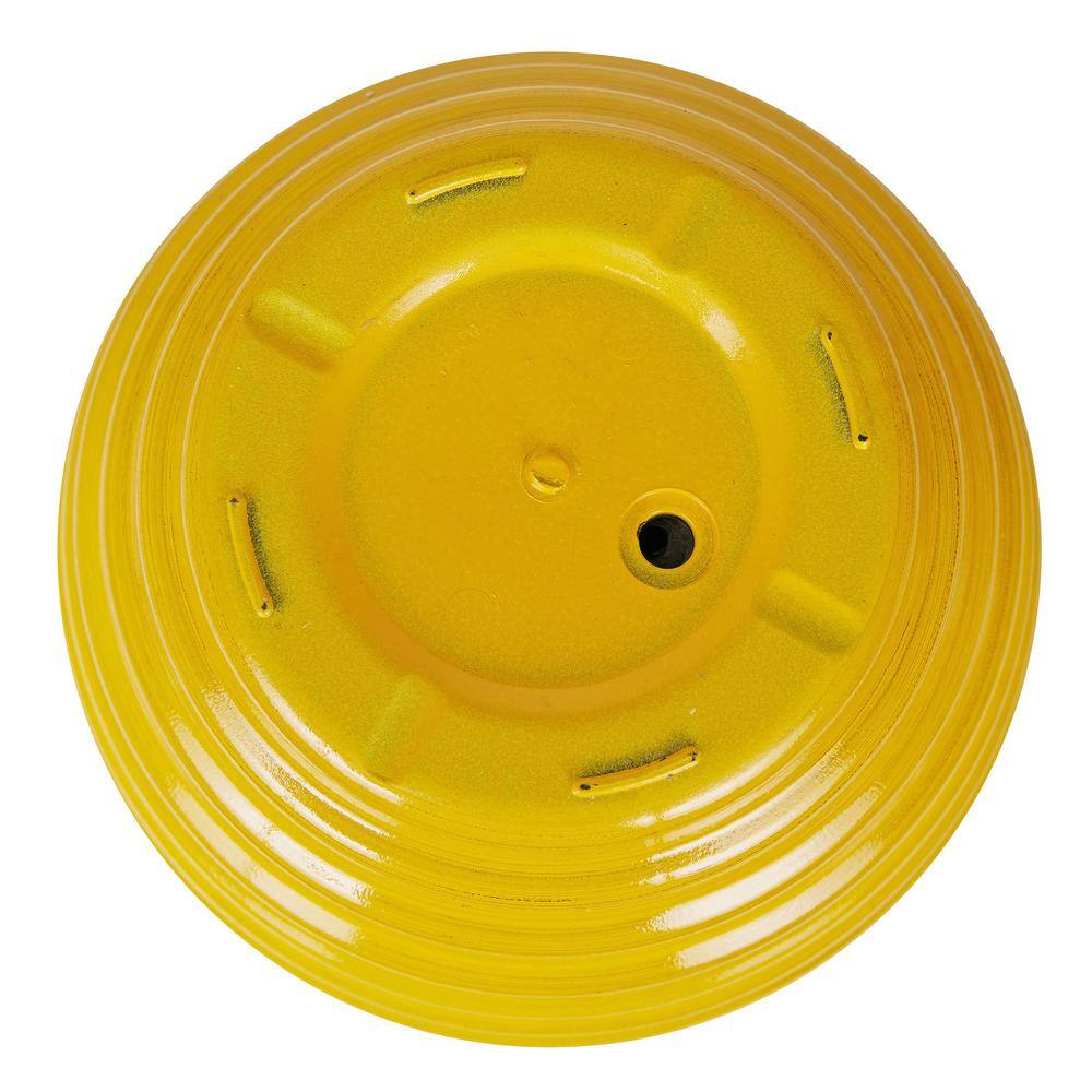 12" Yellow Ribbed Plastic Indoor Outdoor Planter