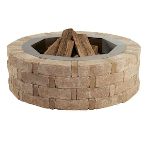 RumbleStone 46 in. x 14 in. Round Concrete Fire Pit Kit No. 2 in Cafe with Round Steel Insert
