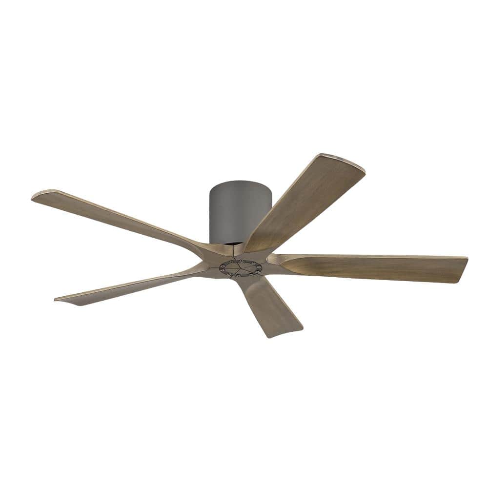 52 in. (4.3 ft. ) Indoor Flush Mount Ceiling Fan without Light, 5 Solid Wood Blades, Charcoal Gray price history on PriceWatchPro