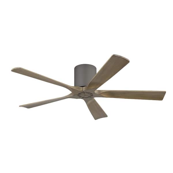 52 in. (4.3 ft. ) Indoor Flush Mount Ceiling Fan without Light, 5 Solid Wood Blades, Charcoal Gray