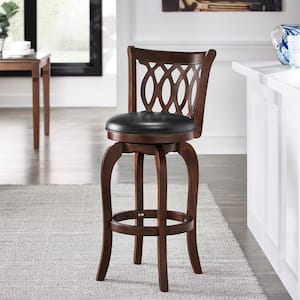 Dark Cherry Scroll Back Swivel Bar Stool