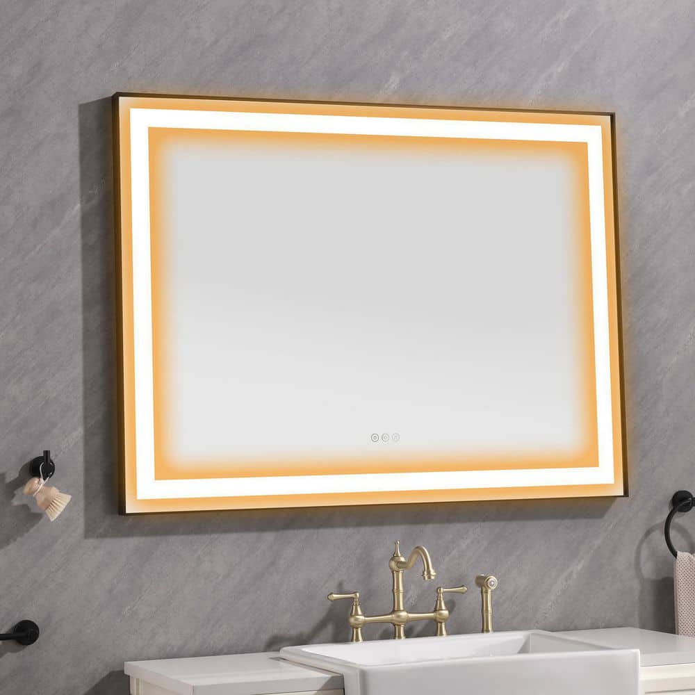 48 in. W x 36 in. H Rectangular Black Framed LED Luminous Wall Mount Bathroom Vanity Mirror price history on PriceWatchPro