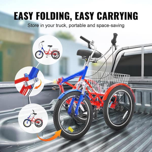 SKYSHALO Folding Adult Tricycle, 20 In. 7-Speed Adult Folding