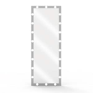 24 in. W x 63 in. H Rectangle Aluminum Framed LED Wall Bathroom Vanity Mirror in Silver