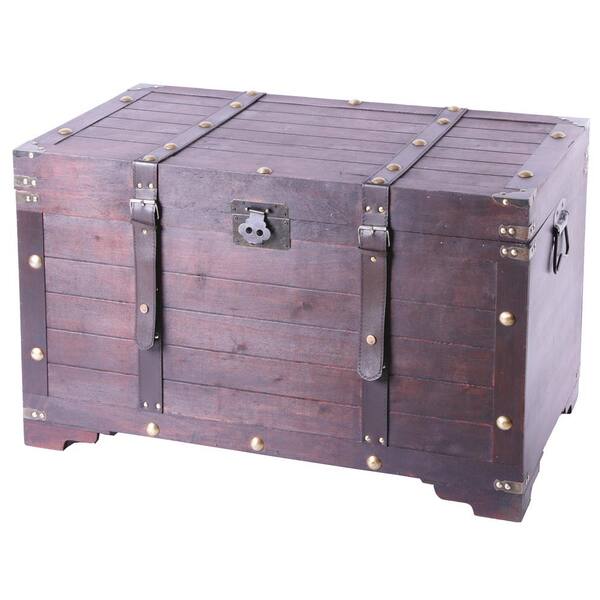 Vintiquewise Vintage Large Wooden Storage Trunk with Latch