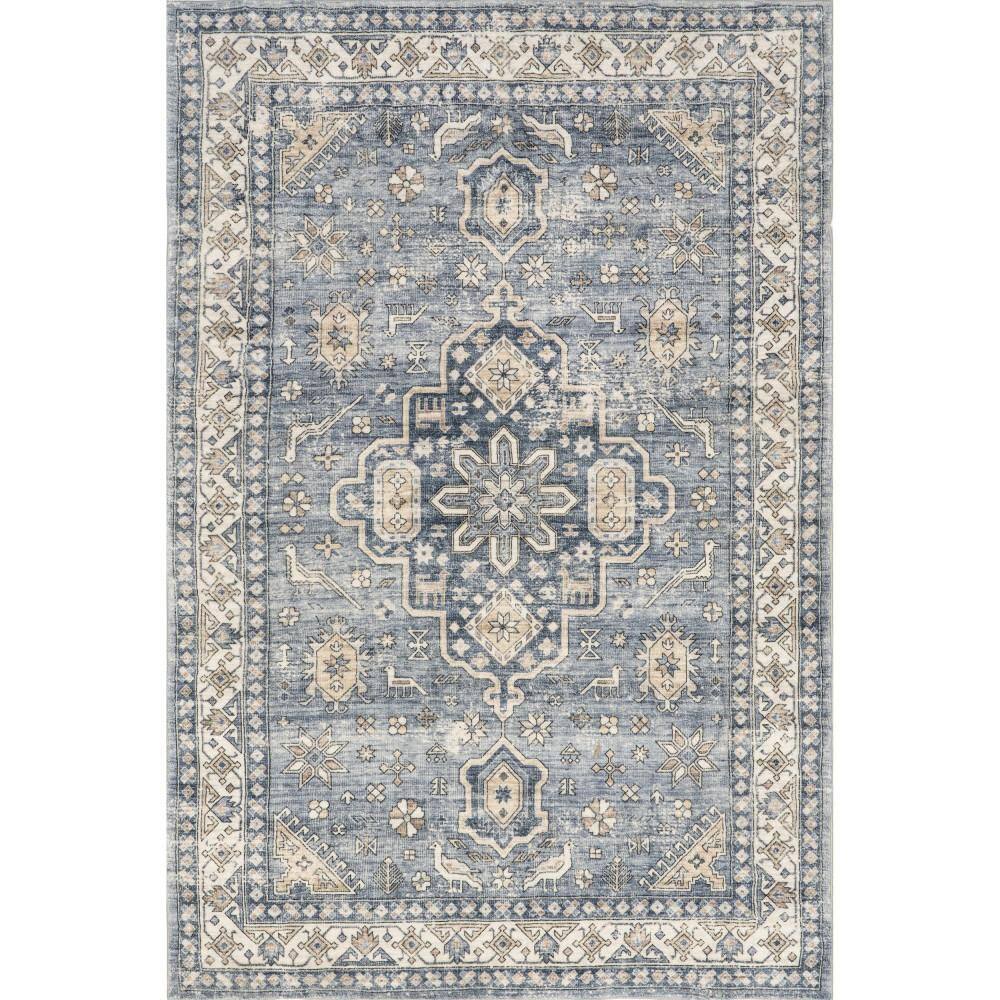 Jordan Gray and Ivory Synthetic Medallion Washable 3' x 5' Rug
