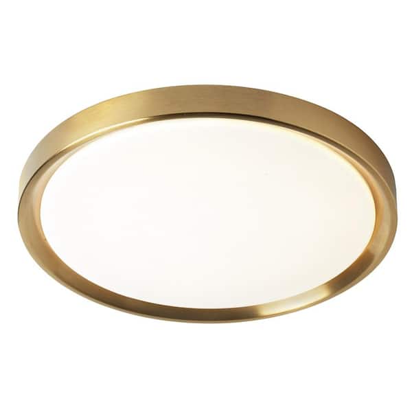 Dainolite Frida 15.75 in. 1-Light Aged Brass Integrated LED Flush Mount
