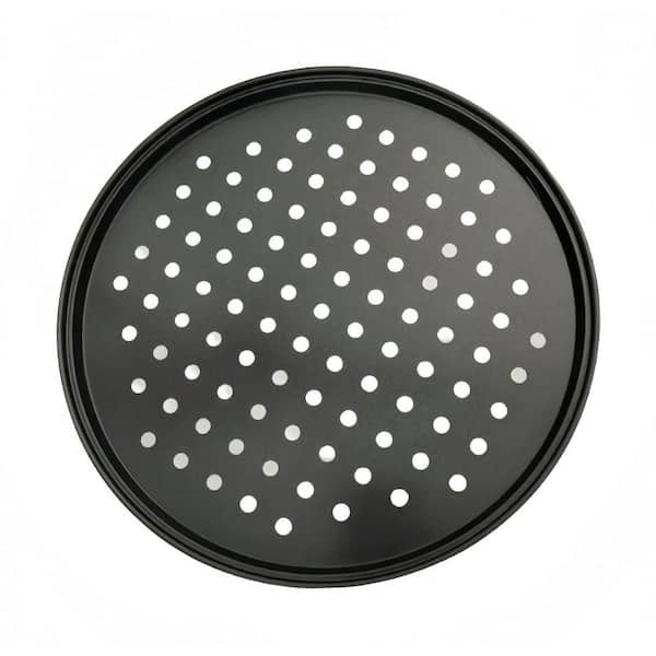Nonstick Carbon Steel Perforated Round Pizza Pan Baking Tray Set Conducts Heat Evenly for Crispier Pizza