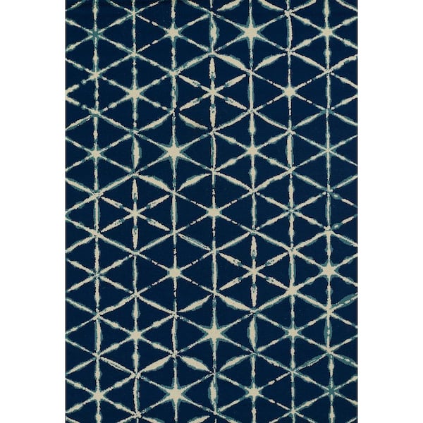Momeni Baja Blue 4. ft X 6 ft. Geometric Easy Care Area Rug