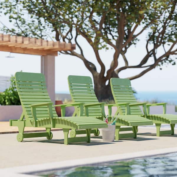 Wildridge Signature Lime Green HDPE Plastic Outdoor Chaise Lounge