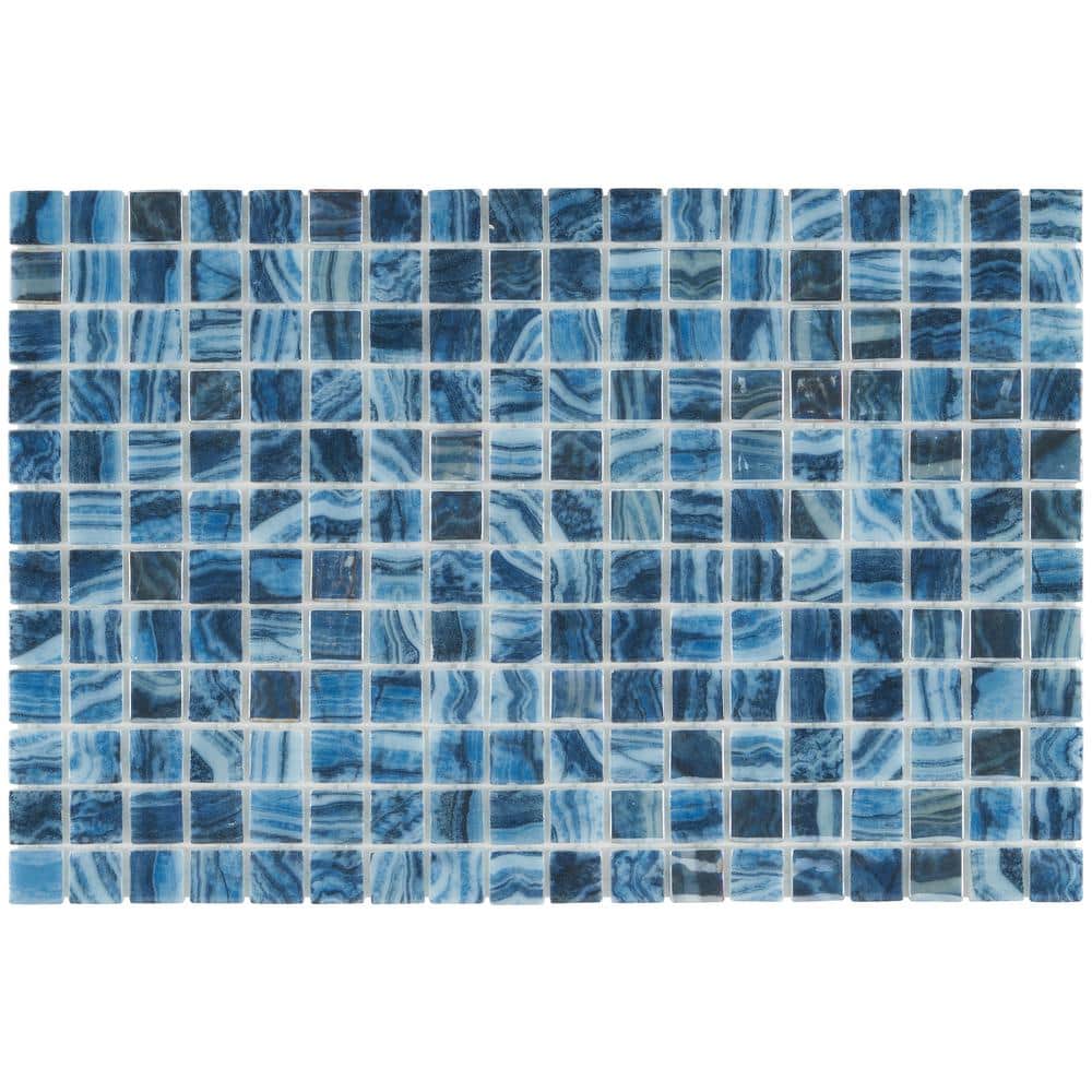 Whirlpool Blue Iridescent Glass Mosaic Tile