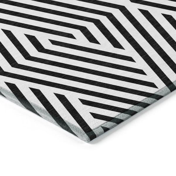 Chantille ACN550 Black 2 ft. 3 in. x 7 ft. 6 in. Machine Washable Indoor/Outdoor Geometric Runner Rug