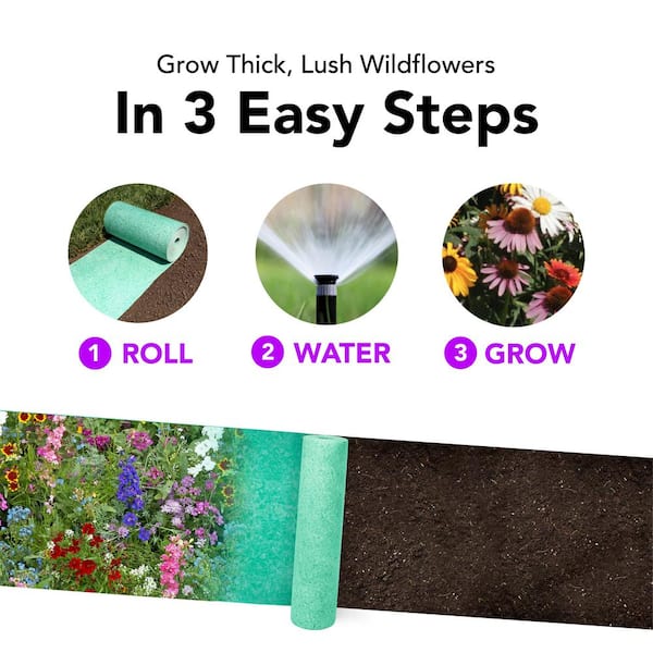 GROWTRAX 20 sq. ft. 3-in-1 Seeded Wildflower Blanket - Annual and