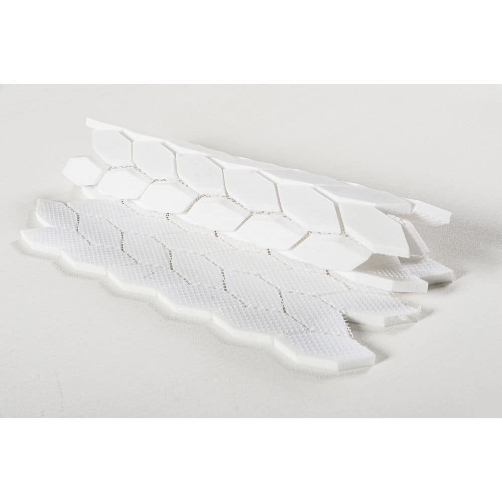 Pearl White Matte Elongated Hex Natural Stone Mosaic Tile