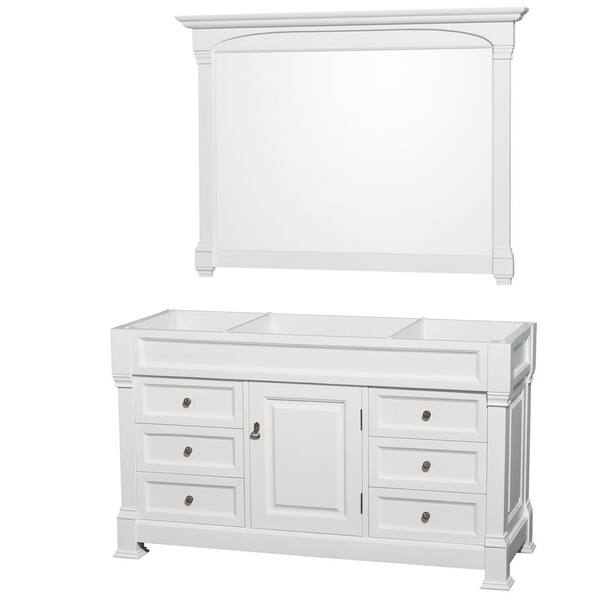 Wyndham Collection Andover 60 in. W x 22.25 in. D Bath Vanity Cabinet Only with Mirror in White