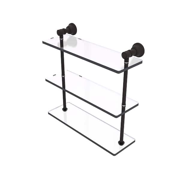 Allied Brass Carolina 16in. x 16in. x 5.54in. Brass Rectangular Triple Glass Shelf in Oil Rubbed Bronze