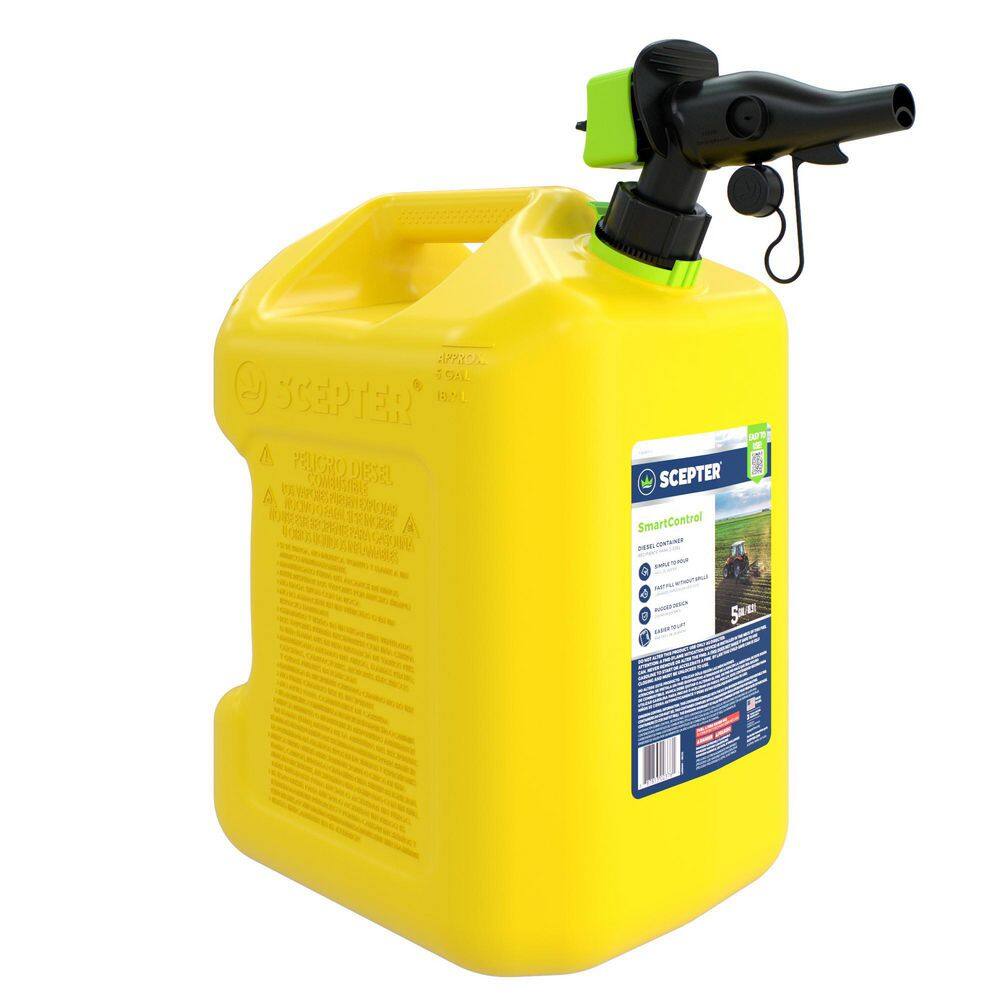 Scepter 5 Gal Smart Control Diesel Can With Rear Handle Yellow Fuel 