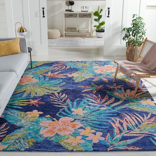 Aspen Blue/Pink 7 ft. x 7 ft. Square Geometric Area Rug