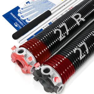 0.225 in. Wire x 1.75 in. x 27 in. Electrophoresis Garage Door Torsion Springs in Red Left and Right with Winding Bars