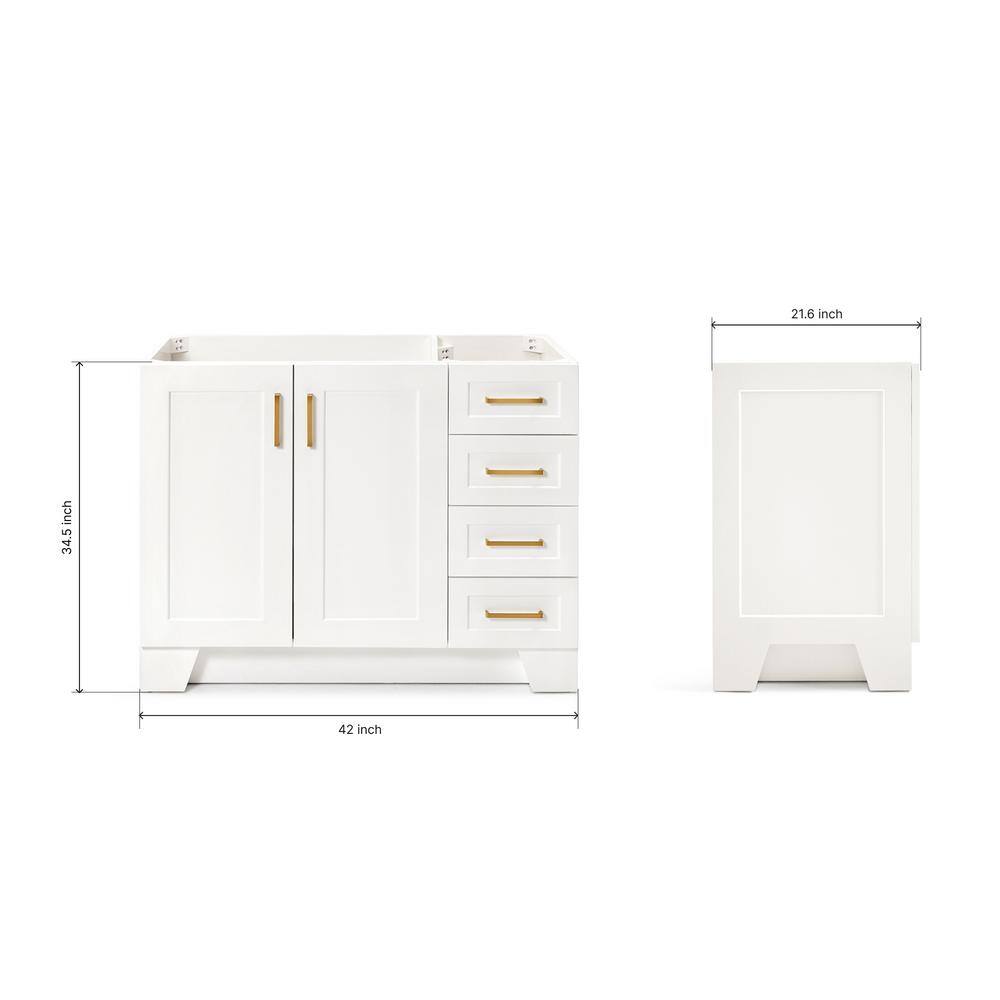 Taylor 42'' White Hardwood Single Bathroom Vanity Base
