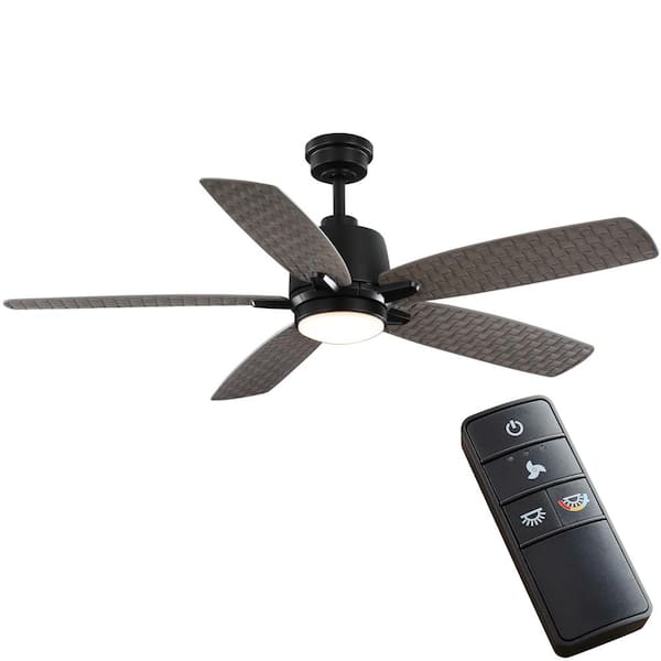 Home Decorators Collection Hayden Lake 56 in. White Color Changing LED Indoor/Outdoor Matte Black Ceiling Fan with Light Kit and Remote Control