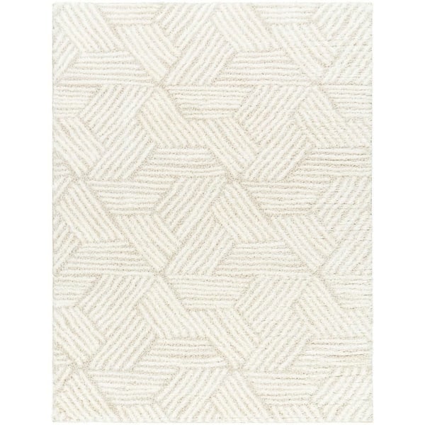 Livabliss Cloudy Shag Taupe/Cream 7 ft. x 9 ft. Geometric Indoor Area Rug