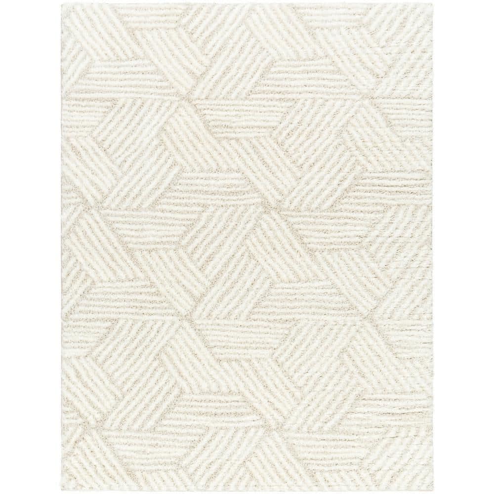 Livabliss Cloudy Shag Taupe/Cream 8 ft. x 10 ft. Geometric Indoor