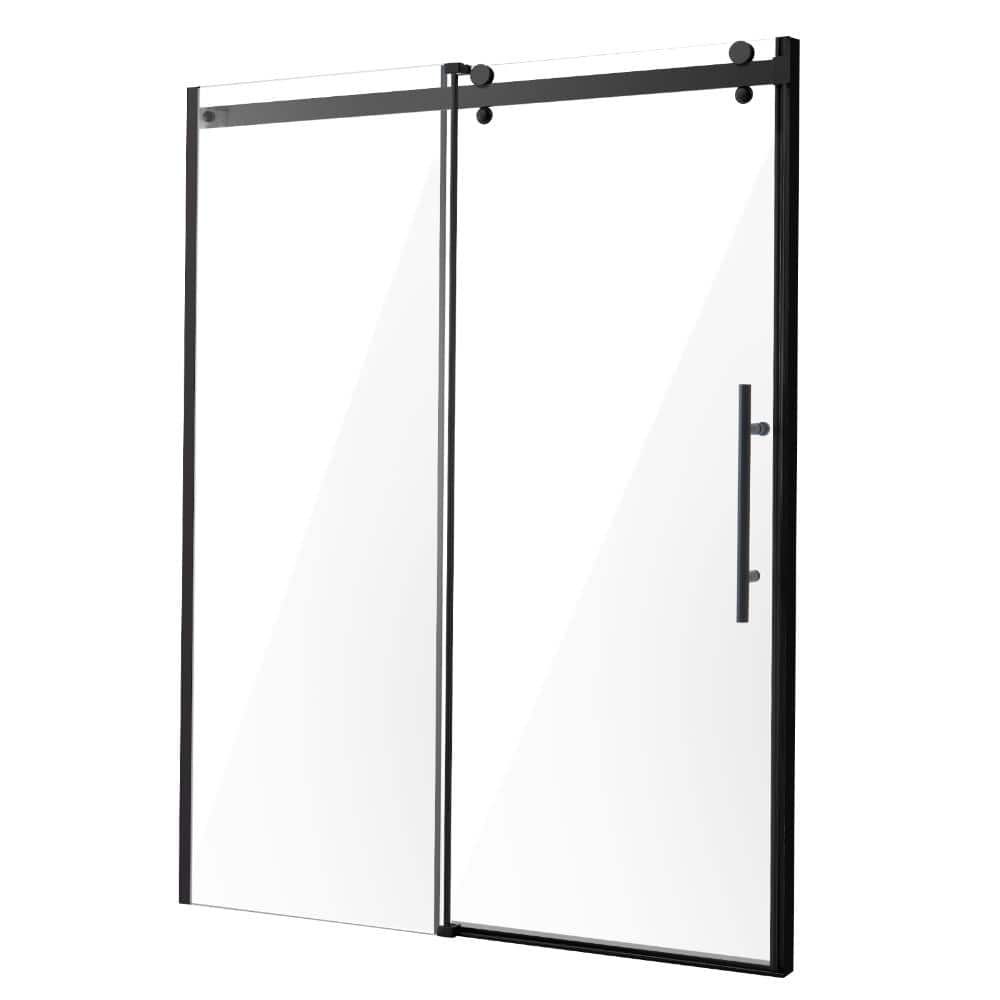 Frameless Sliding Shower Door, 58-59 in. W x 75 in. H, 0.31 in. SGCC Tempered Glass, Stainless Hardware, Matte Black price history on PriceWatchPro