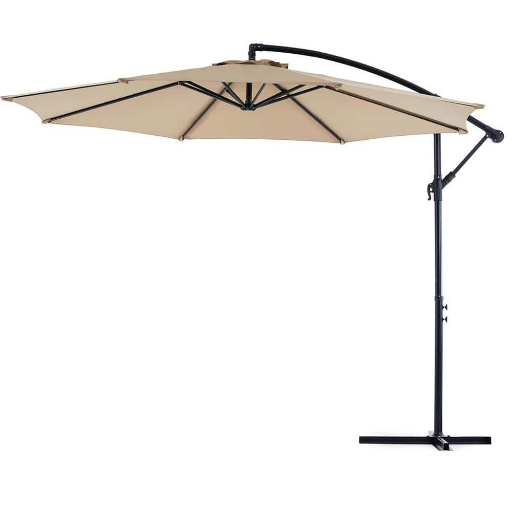 Cantilever Umbrella, 10 ft. Metal Cantilever Patio Umbrella in Khaki