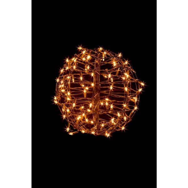 Folds Back Flat 15 in. Pre-Lit Incandescent Sphere with 100 Clear Lights