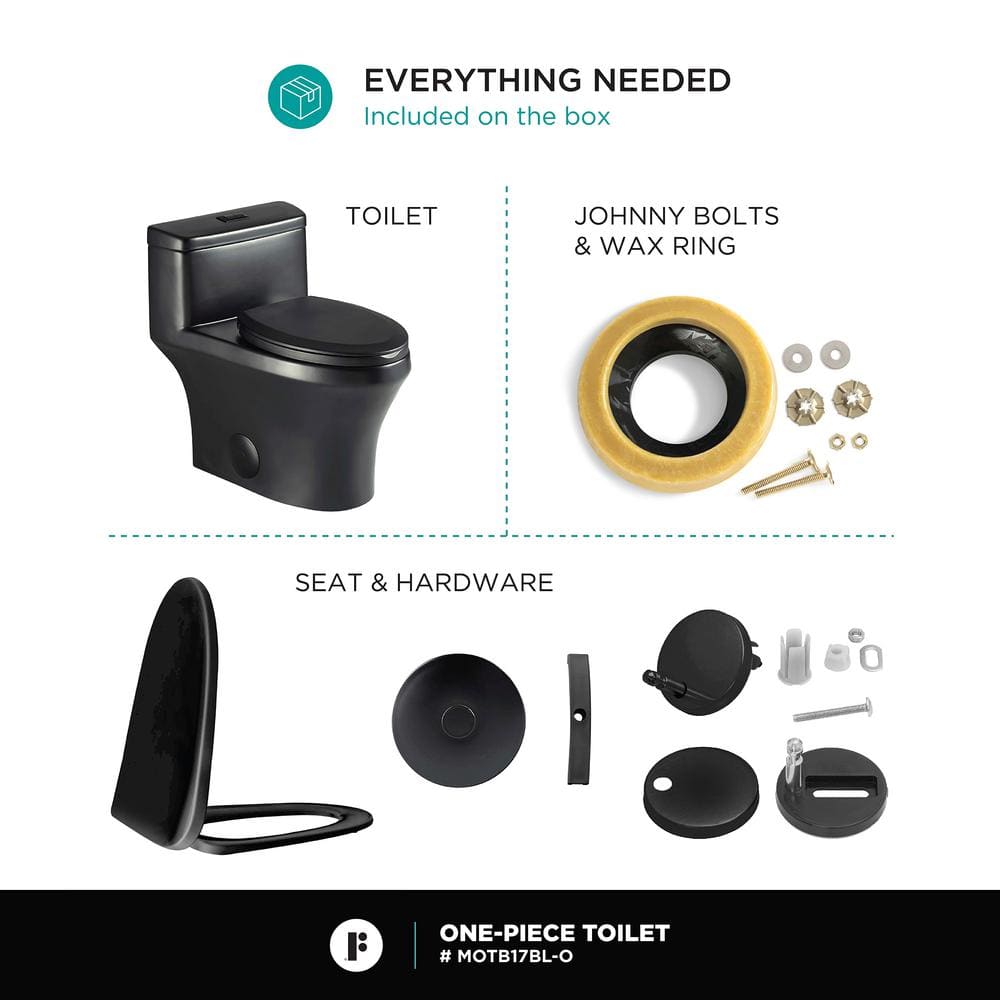 Black Matte Elongated Free Standing Dual Flush Toilet