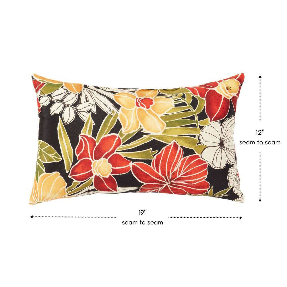 Aloha Red Floral Outdoor Rectangle Throw Pillows Set of 2