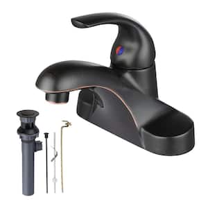 4 in. Centerset Single Handle Low Arc Bathroom Faucet with Drain Kit Included in Oil Rubbed Bronze