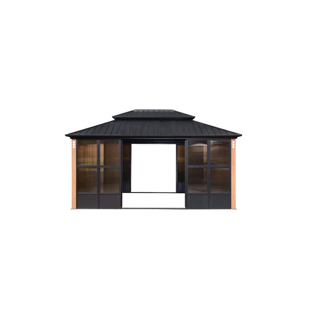 PURPLE LEAF 12 ft. x 16 ft. Sunroom Hardtop Gazebo Solarium