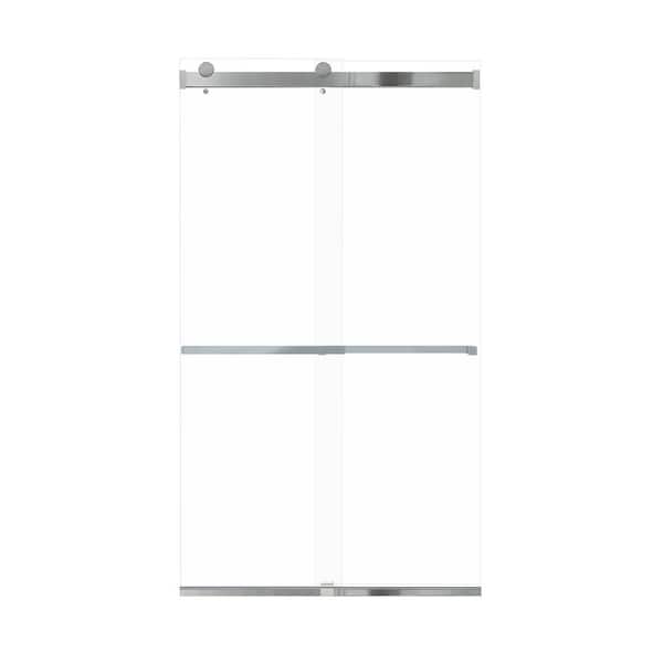 Transolid Brianna 48 in. W x 80 in. H Sliding Frameless Shower Door in Polished Chrome Finish with Clear Glass