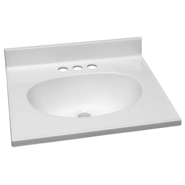 Design House 19 in. W Cultured Marble Vanity Top in White with Solid White Bowl