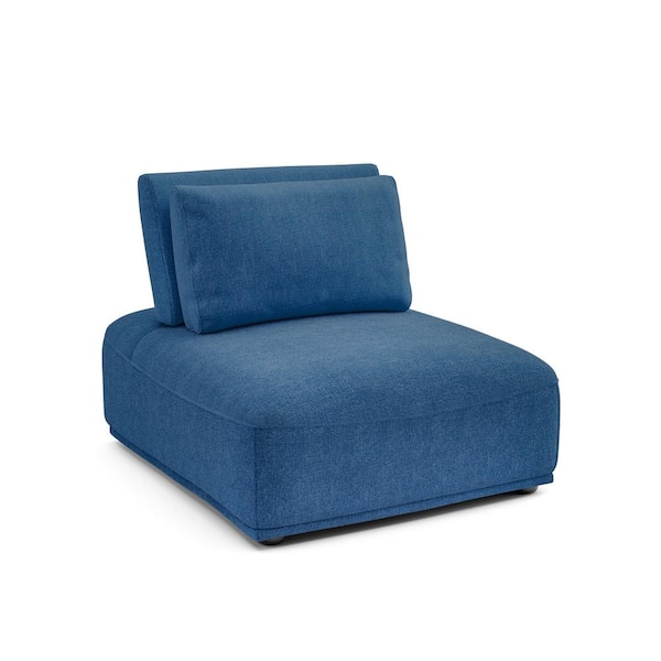 Fairwinds 37 in. Armless Chenille Rectangle Modular Extendable Back Sofa in Blue