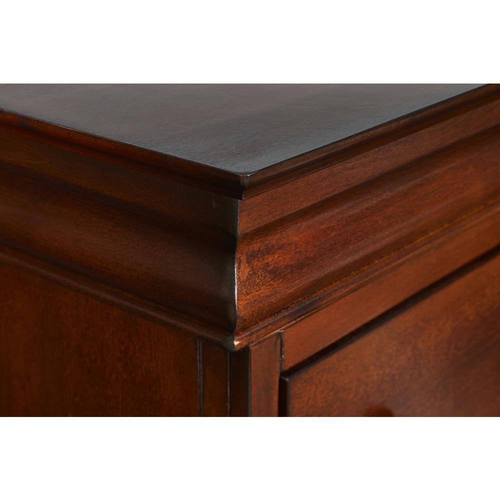 Bordeaux Cherry 5-Drawer Lift Top Chest with Mirror