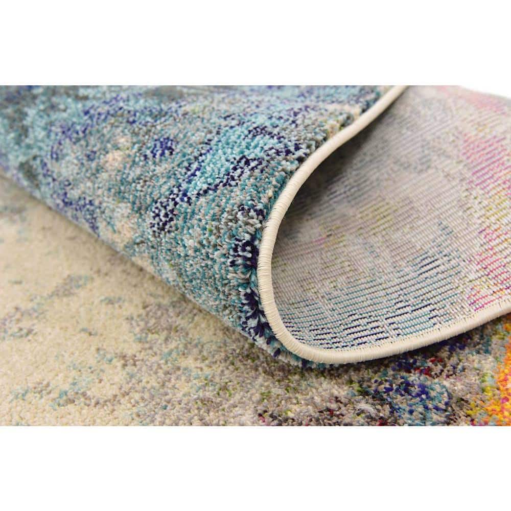 Colorful Abstract 9' x 12' Synthetic Indoor Area Rug
