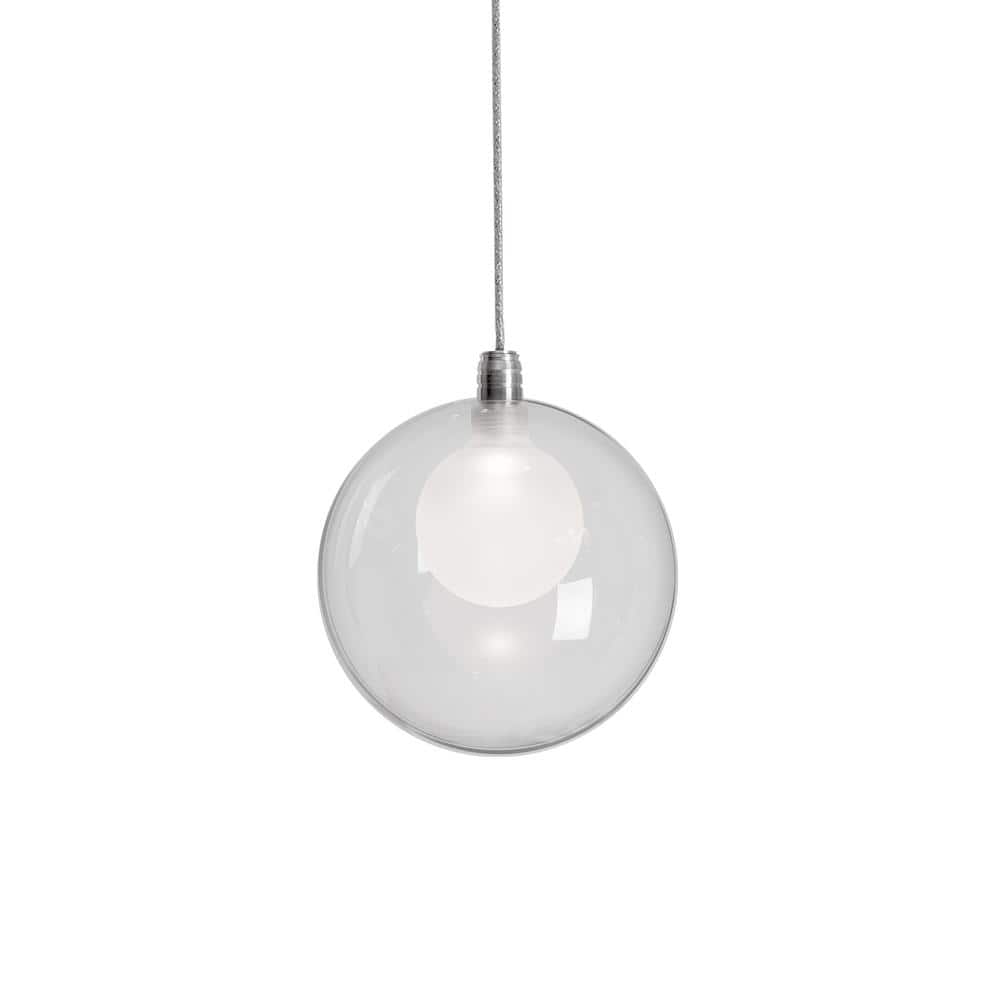 Chrome LED Single Pendant with Clear and Frosted Glass