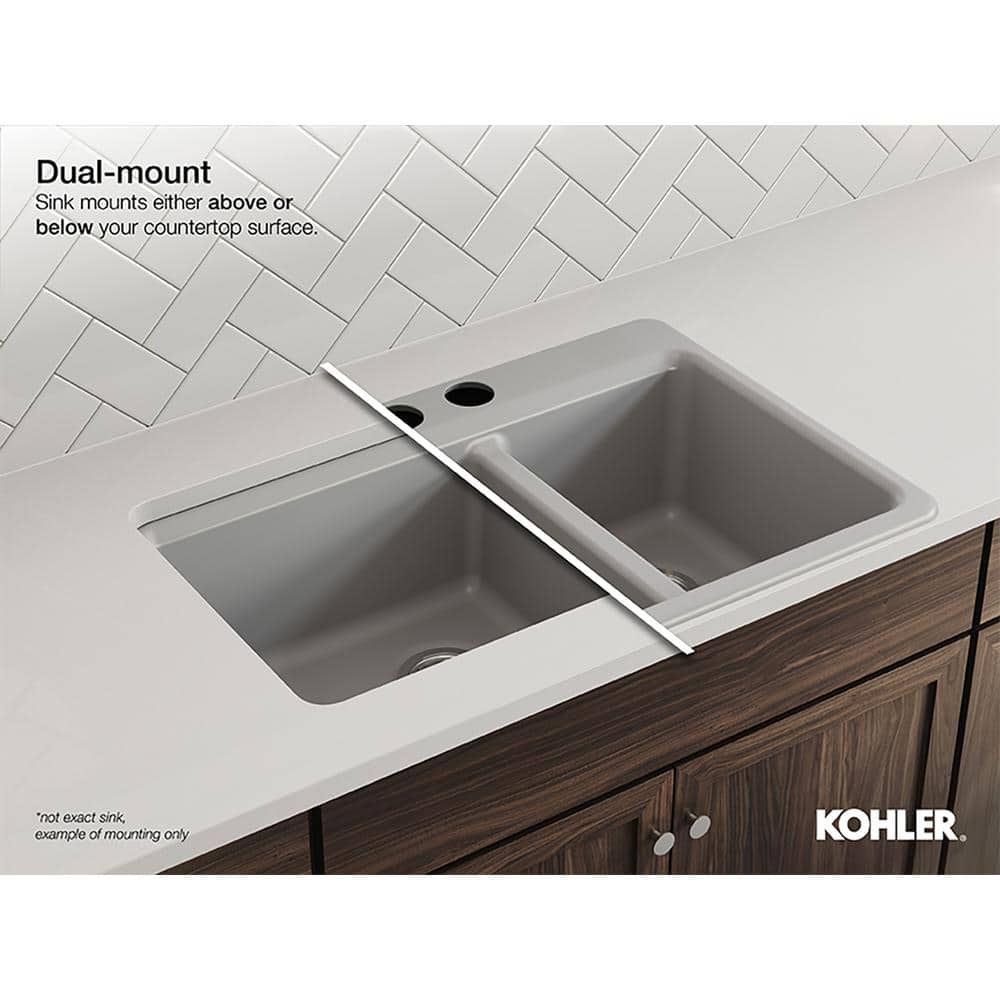 Matte Black Stone Single-Bowl Drop-In Kitchen Sink