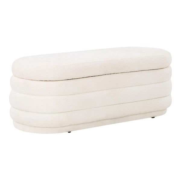 OSP Home Furnishings Clifford Snow Sherpa 48 in. Storage Bedroom Bench