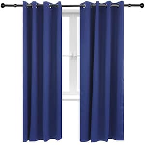 2 Indoor/Outdoor Blackout Curtain Panels with Grommet Top - 52 x 84 in (1.32 x 2.13 m) - Blue