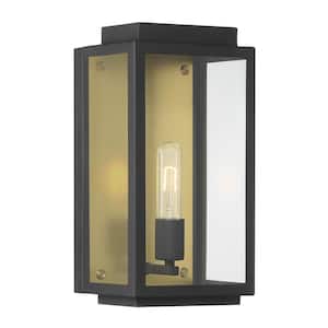 Twilight 1-Light Black Outdoor Line Voltage Wall Sconce with No Bulb Included
