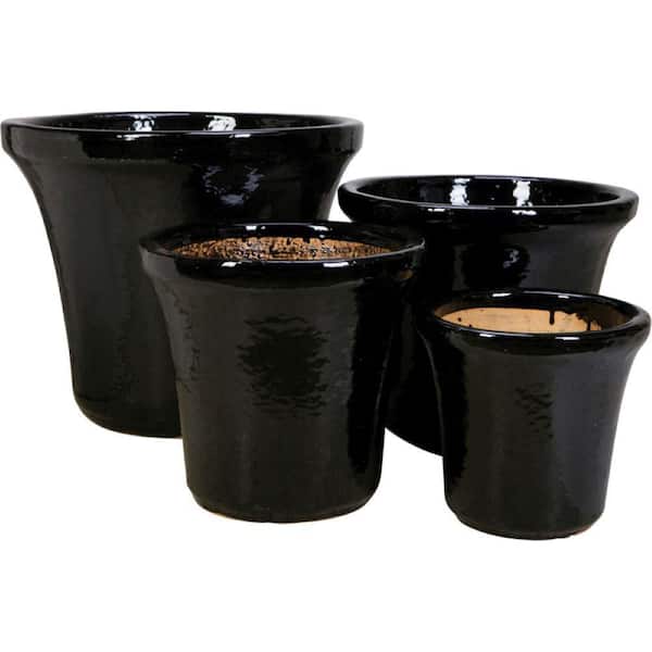 Unbranded 11, 14, 17, 21 in. Set of 4 Ceramic Tapered Cylinders-Black