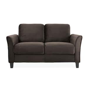 Wesley 31.5 in. Coffee Microfiber 2-Seater Loveseat with Flared Arms