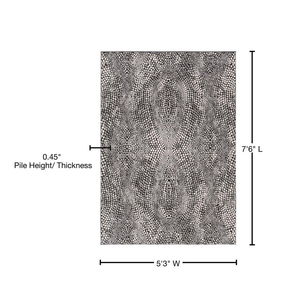 Gray Abstract High Pile Synthetic Area Rug